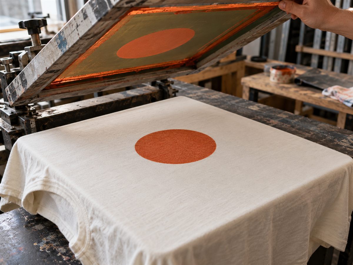 Pamuklu tişörte serigrafi baskı